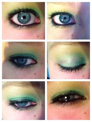 Simple light green and dark green eyeshadow