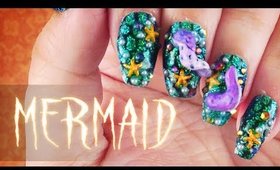 Mermaid 3D nail art | Halloween 2017
