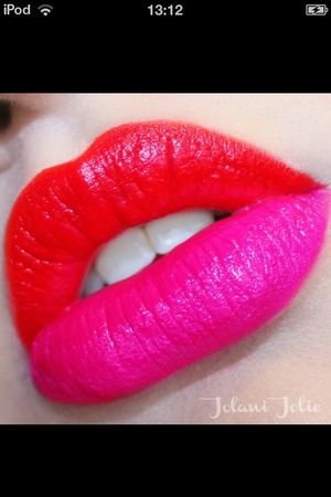Red and pink ombré lips.