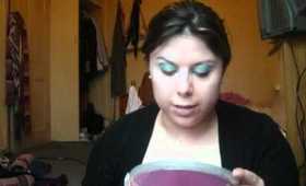 Pink and Turquoise Look Inspired by Rimmel Glam Eyes Advert