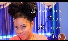 Faux Natural Hair Holiday Bow Bun