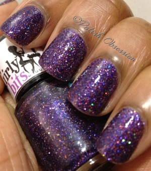 Clear base packed with purple and holographic microglitter 