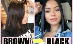 HOW I DYE MY HAIR AT HOME FROM BROWN TO BLACK | Diana Saldana