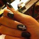 black Matte nails w/ cross 