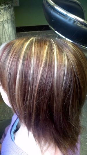 After: Chunky blonde hilights and red lowlights