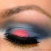 Blue and coral eye shadow 