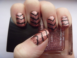 Black and Pink New Years Eve Nails, December 31 2011