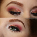 Pink and Coral Glitter Eye Look