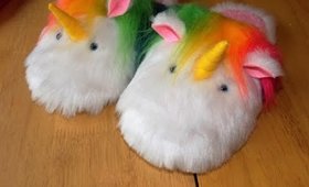 DIY tutorial Rainbow Unicorn plush slippers - Lenny the Unicorn