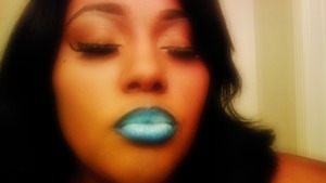 This is a three color lip I did with different shades of blue lipsticks I had(: