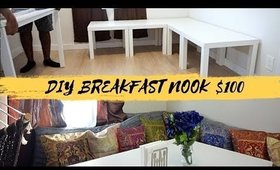 DIY BREAKFAST NOOK, CHEAP SEAT CUSHIONS & DECORATIVE PILLOWS $100 | IKEA HACKS