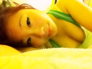 Laying down with red hair :)