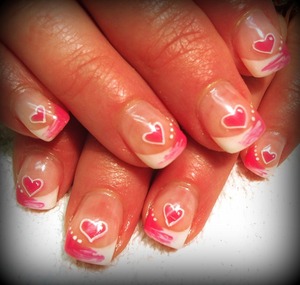 pink and white gel and hand painted