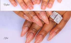 NUDE GLITTER ACRYLIC NAILS - QUEENII ROZENBLAD