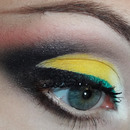 Yellow, green, black makeup 