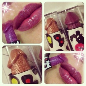 Big Daddy Lipstick from Bitch Slap! Cosmetics. The color on my lip is not the color of the penis shaped lipstick shown. BD Lipstick (Purple). 