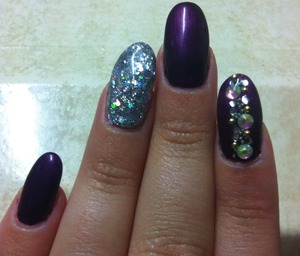 Metallic purple with lots of bling bling for the holidays! The color is much more lighter in real life:) 