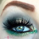 Elegant Glittery Coral and Pastel Green Smokey Eye Makeup