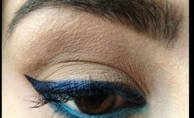 Navy and Teal Colorful Cat Eye Tutorial