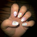 White and Colorful Polka Dots Nails