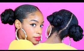 Double Braided Buns with Kanekalon Hair► Natural Hair Protective Styles