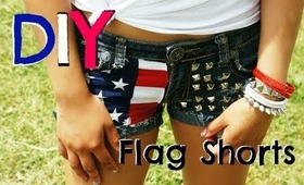 DIY Studded, Distressed Flag Shorts - MissBel01xox