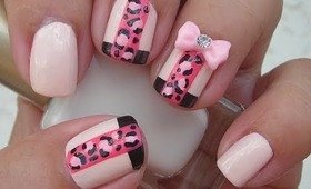 Nail Art - Facebook Challenge - Pink Leopard - Decoracion de uñas