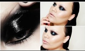 Glossy Black Smokey Eyes with a Pop of Blue