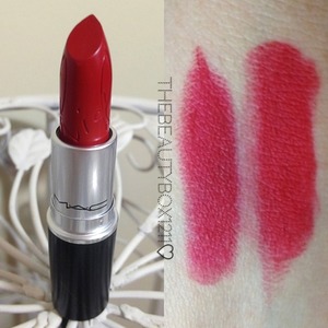 RiRi Woo and Ruby Woo swatched on the right 