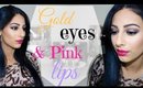 Holiday Look: Gold Eyes & Pink Lips!
