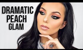Dramatic Peach & Gold Glitter Makeup | Chloe Viv