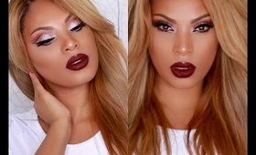 Dramatic  Cut Crease with Vampy lip Makeup Tutorial