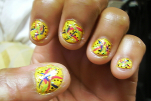 abstract design done on my friend...who says designs can't work for short nails!?