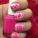 Pink and White Marbled Nails