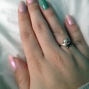 Pink pearl and teal nails 