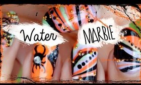 Water Marble Halloween Nail Art Tutorial!