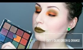 VISEART DARK MATTES - DAY 1: OLIVE GREEN & ORANGE | 1 PALETTE FOR A WEEK