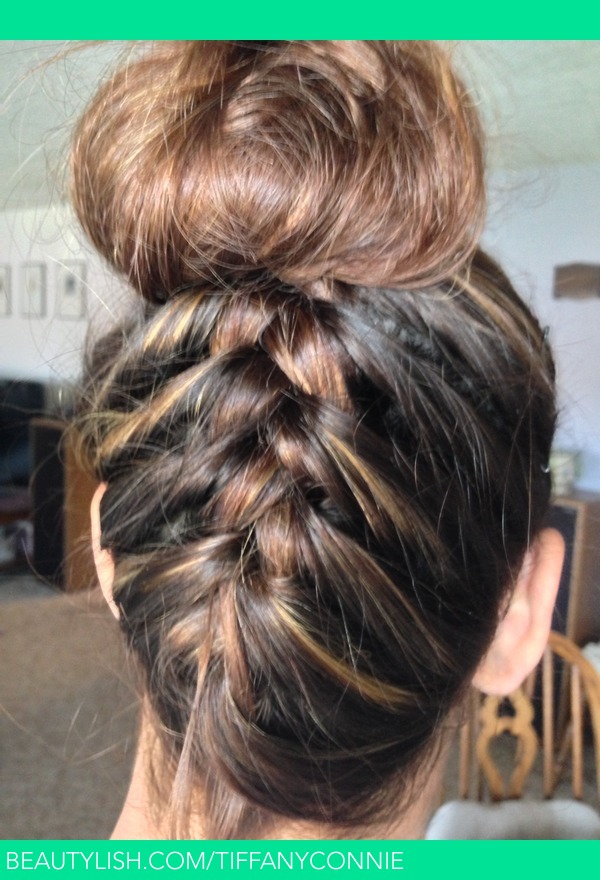 Upside down braid and ballerina bun!  Tiffany P.'s 