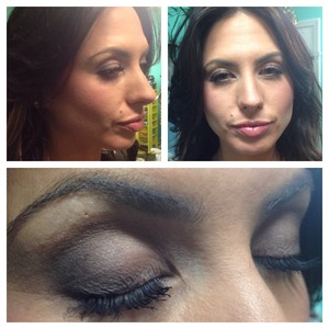 Makeup for client christina. Clean contour and shimmery natural eye. 