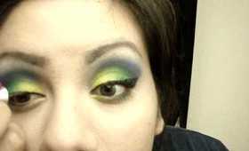 bright yellow, green and blue makeup tutorial