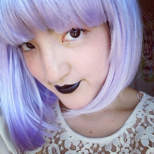 Trying out Portland Black Lipstick and having fun with a wig. Wish my hair was really this color!