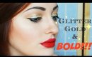 Gold Glitter Eyes & Bold Red Lips ((Collab w/awkwardgalaxyx))