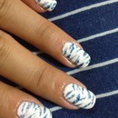 Blue glitter zebra nails