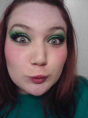 I did this look for the Rat City All Star team, It involves a lot of bright greens and lime green glitter! (glitter as always doesn't show up well)
