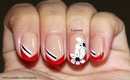 Elegant Red French Tip with Flowers