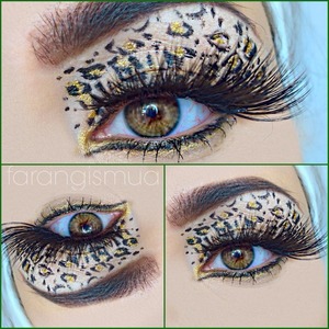 so as you guys remember from my previous post, I had brown bronze eyeshadow all over the lid and created the prints with the still liquid stick. this ones a bit different using super skinny marker by NYX and going by filling dots with the gold eyeliner from nyx. and just popped dramatic lashes by eldoralashes.