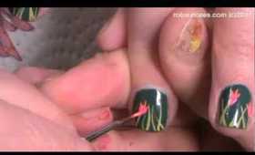 SIMPLE TULIPS for short nails: robin moses nail art design tutorial