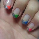 Rainbow and Silver Manicure