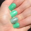 Green semi glitter nails 