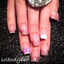Two color French acrylic with a pretty purple bow 
